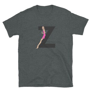 Camiseta unissex de manga curta, letra, A, alfabeto feminino de A a Z, moda, esboço, ilustração, sexy, arte, designer,