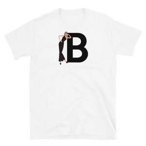 letra, B, design de alfabeto, feminino de A a Z, moda, esboço, ilustração, sexy, arte, designer, camiseta unissex de manga curta