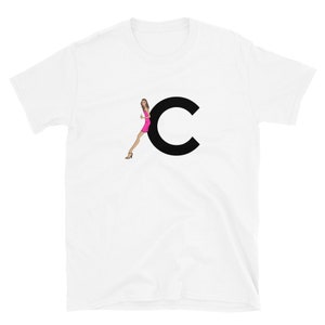 letra, C, diseño del alfabeto, mujer de la A a la Z, moda, boceto, ilustración, sexy, arte, diseñador, camiseta unisex de manga corta