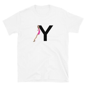 letra, diseño del alfabeto Y, mujeres de la A a la Z, moda, boceto, ilustración, sexy, arte, diseñador, camiseta unisex de manga corta
