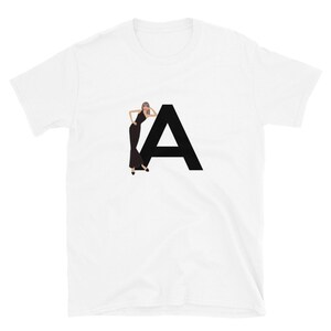 letra, A, design de alfabeto, feminino de A a Z, moda, esboço, ilustração, sexy, arte, designer, camiseta unissex de manga curta