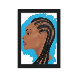 Framed matte paper poster BRAIDS BLUE