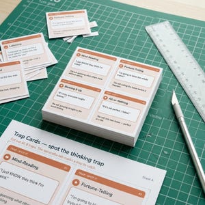 Thinking Traps Card Game for Tweens 9-12, Printable CBT Deck, Cognitive Distortion Coping Cards image 5