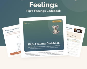 Feelings Codebook Puzzle Pack for Tweens 9-12, Emotion Vocabulary CBT Printable, Crossword & Word Search