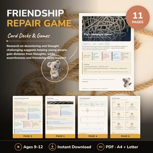 Friendship Repair Game for Tweens 9-12 Printable | CBT Cards for Feeling Left Out PDF — preview 1
