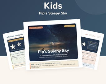 Bedtime Worry Journal for Kids 5-8, Sleepy Sky CBT Calm-Down Printable, Wind-Down Routine
