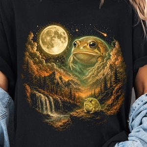 Camiseta Desert Rain Frog Comfort Colors®, camiseta vintage Moon Animals, gráfico celestial de rana gruñona, regalo retro para amantes de la naturaleza, estilo cottagecore Forest