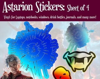 Astarion Themed Sticker Sheet | Vinyl | Die Cut | Holographic | Plain | Transparent | Gamer