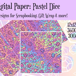 Digitales Papier: Holografischer Würfel | Scrapbooking | Verpackung | Geschenkverpackung | Würfel | Rollenspiel | Druckbar | Stofftransfer | Tapete | Clip Art