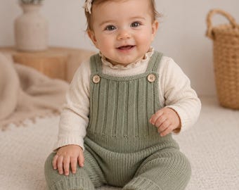 Baby Jumpsuit Knitting Pattern PDF | Knit Overalls Romper | Newborn-4Y | Easy Instructions