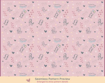 Hand Drawn Dinosaur Seamless Pattern | Pink Nursery Digital Paper | Baby Shower Printable | PNG JPG