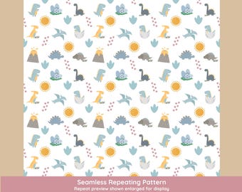 Dinosaur Seamless Digital Paper | Kids Nursery Pattern, Scrapbook Background (Digital Download)