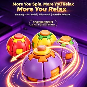 Drehbarer Fidget-Ball, 3D-gedrucktes Stressabbau-Spielzeug, sensorisches Schreibtischspielzeug in individueller Farbe, spiralförmiger kinetischer Spinner, Geburtstagsgeschenk für Männer und Jugendliche