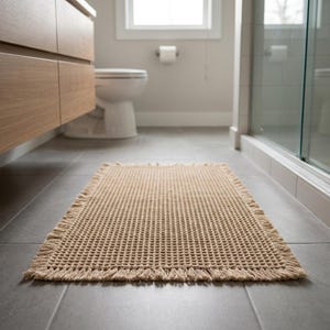 Kamelbrun badrumsmatta Lyxigt mjuk, ultraabsorberande badrumsmatta i varm kamelbrun, perfekt för moderna, bohemiska och rustika badrum
