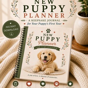 Puppy Planner Printable | New Puppy Journal | Puppy Care Binder | Dog Planner | Puppy Checklist | Digital Download | Puppy Organizer