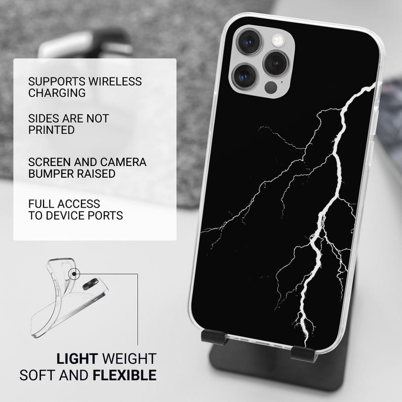 Lightning Phone Case Thunderstorm Cover for iPhone 18pro, 17, 16, 15 ...