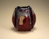 Roses and  violets - porcelain vase with copper red and drips of blue