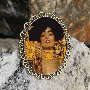 Gustav Klimt Judith Brooch Pinback Pin Back Fine Art Painting Art Nouveau Art Deco Style Bronze Brass