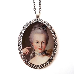 Marie Antoinette Necklace Pendant Silver Tone - French Revolution Royalty Queen