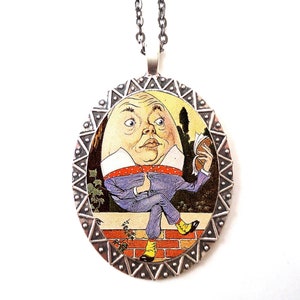 Humpy Dumpty Necklace Pendant Silver Tone - Nursery Rhyme Storybook Story Book Character