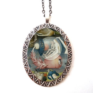 Hieronymus Bosch Necklace Pendant Silver Tone - The Garden of Earthly Delights Fine Art Painting