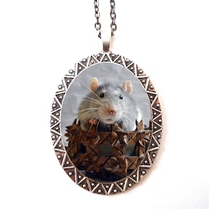 ネズミネックレスペンダント シルバートーン - ペットのネズミ かわいい動物