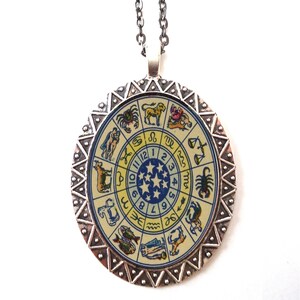 Zodiac Necklace Pendant Silver Tone - Horoscope Occult Astrology Astrological