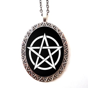 Wicca Pentakel Halsketten-Anhänger silberfarben - Hexe Wicca Witchcraft Pagan
