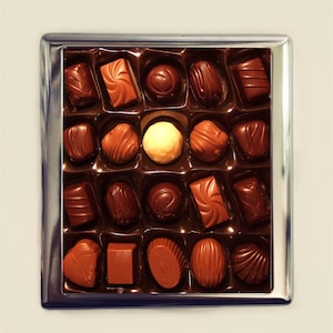 Box of Chocolates Cigarette Case Business Card ID Holder Wallet Pop Art Chocolate Whimsical
