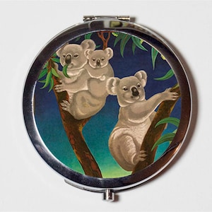 Koala Bear Compact Mirror - Australia Australian Travel Poster Retro - Make Up Pocket Mirror for Cosmetics