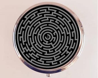 Labyrinth Maze Pill Box Case Pillbox Holder Trinket Box Pop Art