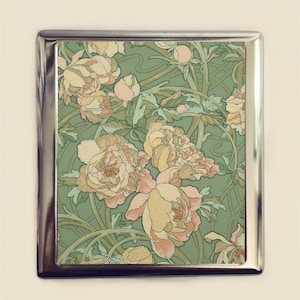 Étui à cigarettes Art nouveau avec fleurs, porte-cartes de visite, déco fleurs florales