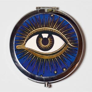 All Seeing Eye Compact Mirror - Franz Von Stuck Occult Illuminati - Make Up Pocket Mirror for Cosmetics