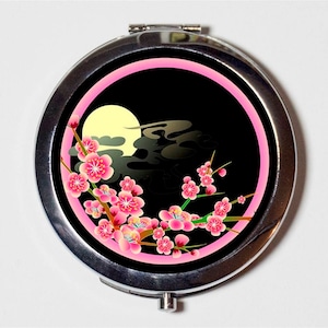 Sakura Cherry Blossom Compact Mirror - Japan Japanese Asian Art - Make Up Pocket Mirror for Cosmetics