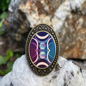 Moon Phases Antiqued Bronze Adjustable Ring Lunar Cycles Witch Full Crescent Brass