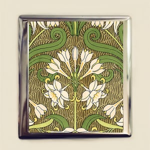 Art Nouveau Flower Cigarette Case Business Card ID Holder Floral Flowers Deco Design Two