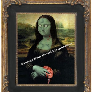 Zombie Mona Lisa Art Print 8 x 10 - Leonardo Da Vinci Fine Art Pop Surrealism Psychobilly Goth Horror