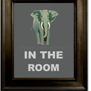 Elephant in the Room Art Print 8 x 10 - Visual Pun - Humor - Funny - Animal Wall Art - Word Play