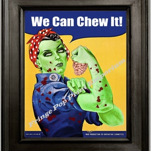Zombie Rosie the Riveter Art Print 8 x 10 - Feminist Icon Eats Brains