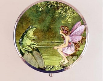 Fairy and Frog Pill Box Case Pillbox Holder Trinket Fairytale Fairy Tale Storybook