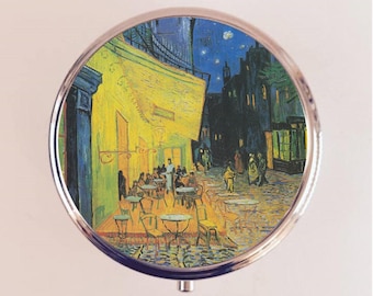 Cafe Terrace at Night Pill Box Case Pillbox Holder Trinket Vincent Van Gogh Fine Art Painting