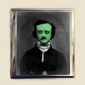 Edgar Allan Poe Zombie Cigarrillo Caso Tarjeta de visita Titular de la identificación Monedero Gótico Horror Autor Literario