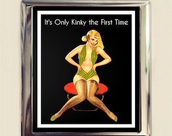 cigarette holder sex It's Only Kinky the First Time Cigarette Case Business Card ID Holder  Wallet Pinup Girl Pin up Funny Retro Humor Bad Girl Sex Positive
