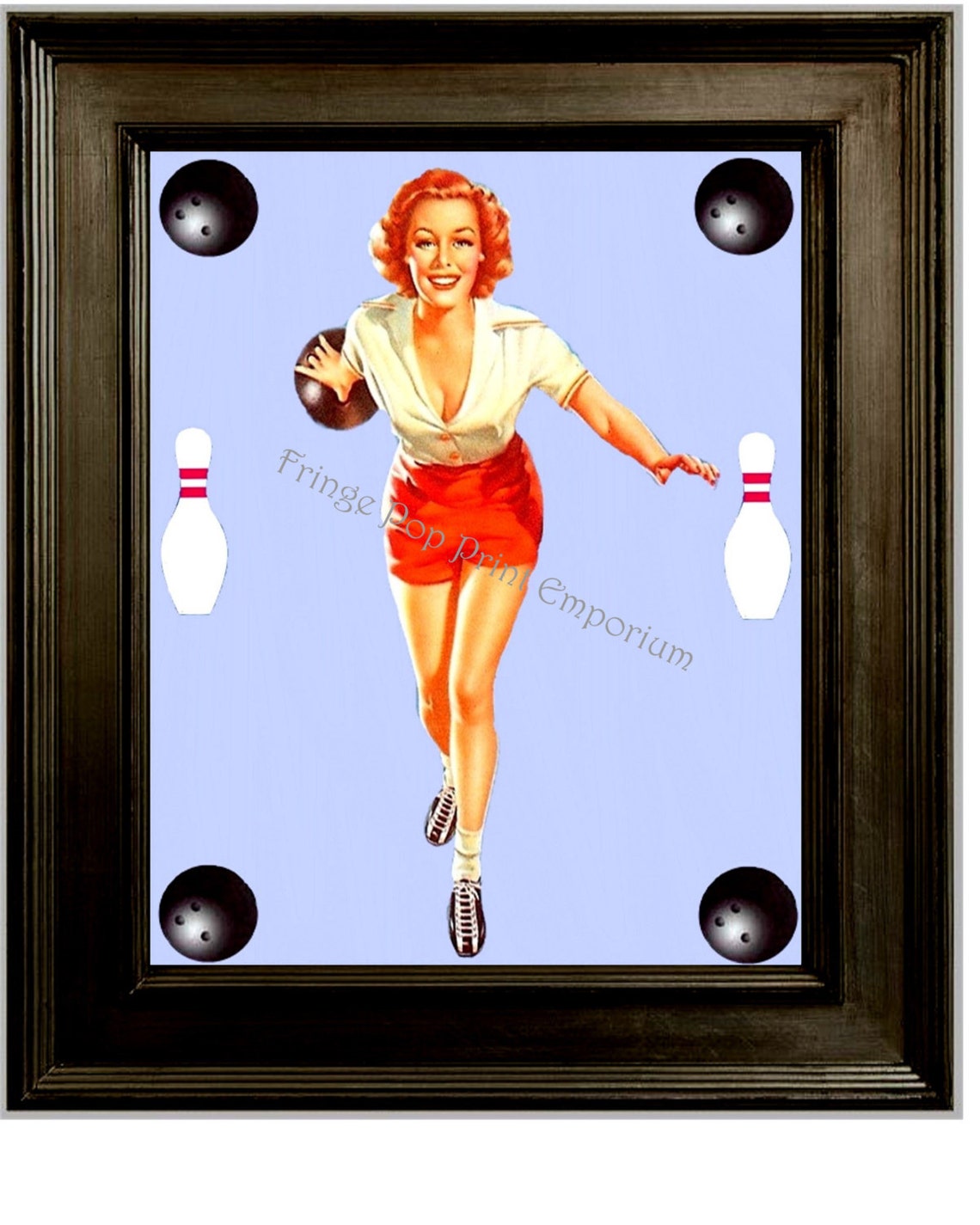 Bowling Pin up Art Print 8 X 10 Pinup Girl Bowler Pins & Etsy