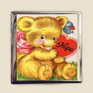 Nope Zigarettenetui Visitenkarte Ausweishalter Brieftasche Süß Kawaii Retro Tier Snarky Lustiger Teddybär