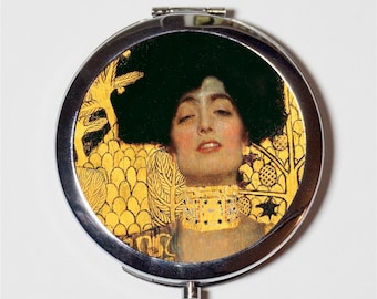 Judith Gustav Klimt Compact Mirror - Classic Fine Art Painting - Make Up Pocket Mirror for Cosmetics