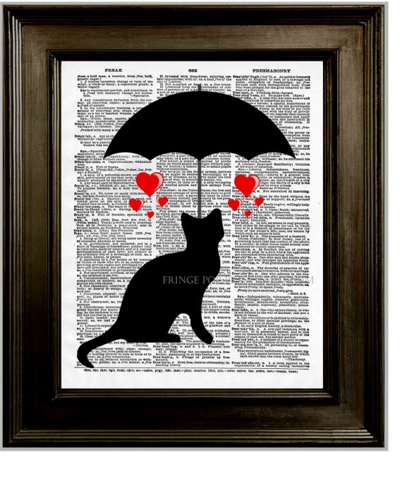 Parapluie Chat Imprimer Page De Dictionnaire De 8 X 10 Etsy