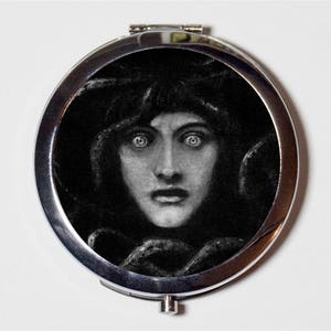 Medusa Compact Mirror - Franz Von Stuck Snake Woman Goth Fine Dark Art Painting - Make Up Pocket Mirror for Cosmetics