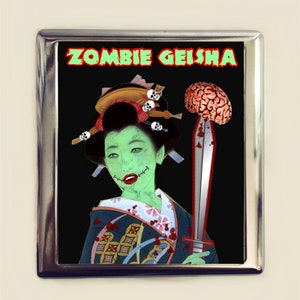 Zombie Geisha Cigarette Case Business Card ID Holder Wallet Goth Gothic Horror Japanese