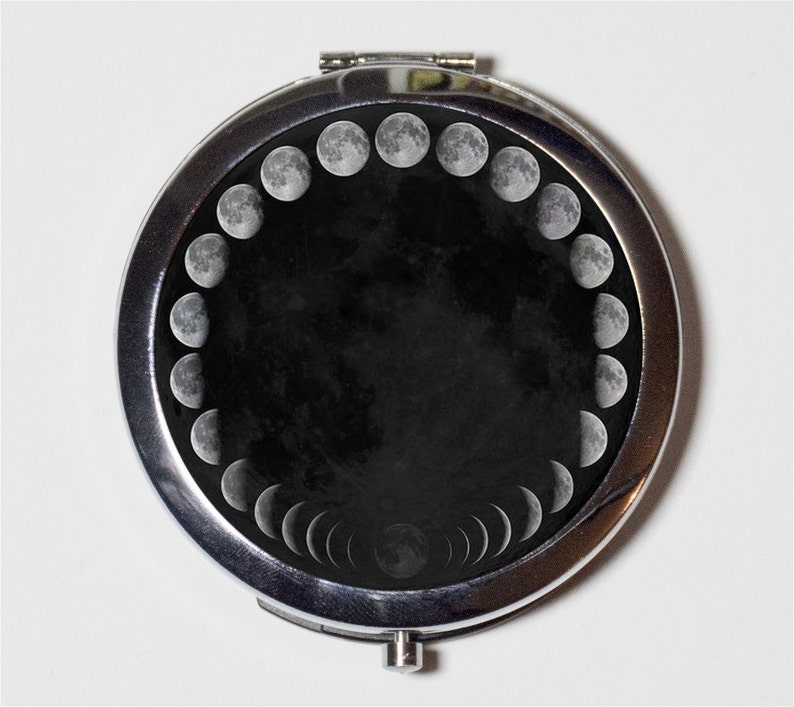 Moon Phases Compact Mirror Celestial Outerpace Make Up Pocket Mirror for Cosmetics image 1